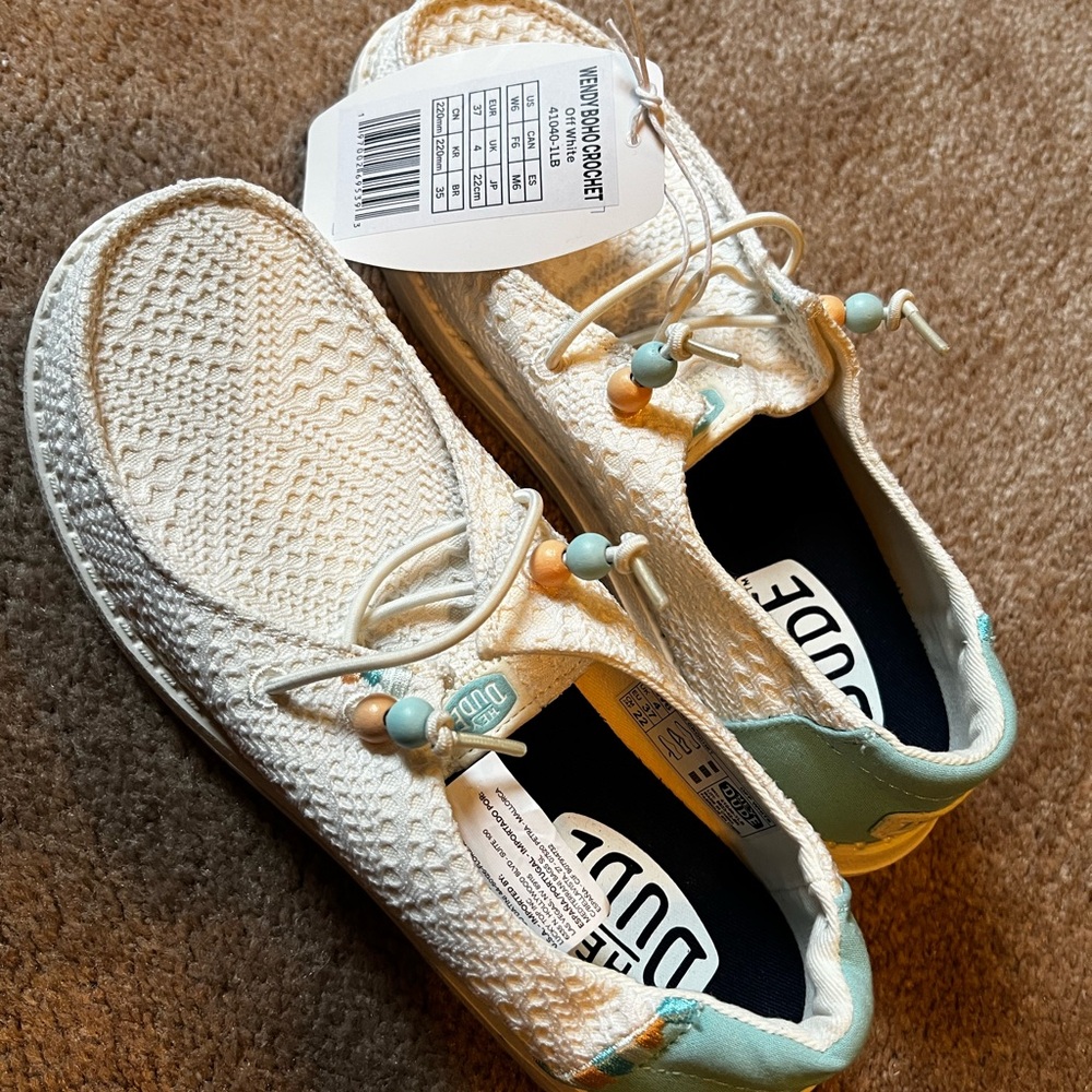 Hey Dude White and Turquoise Casual Shoes